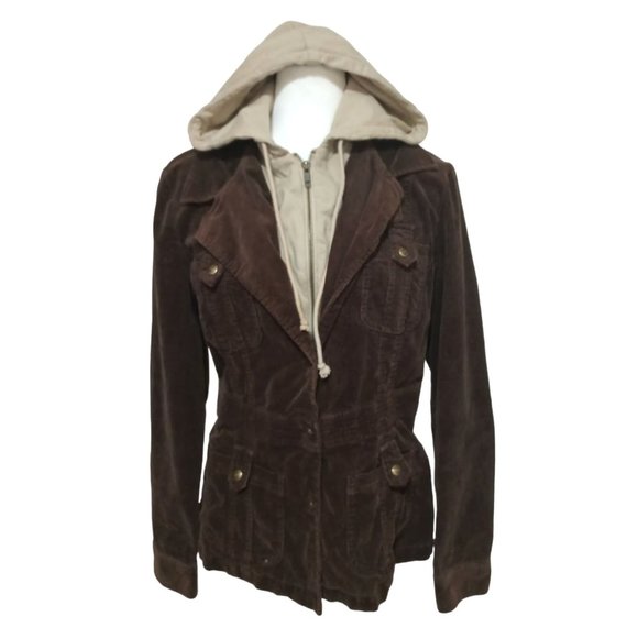 For Joseph Fortune Hooded Corduroy Jacket Womens Size L Large Brown - Picture 1 of 10